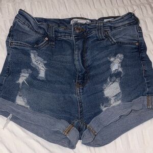 Charlotte Russe Blue Distressed Jean Shorts